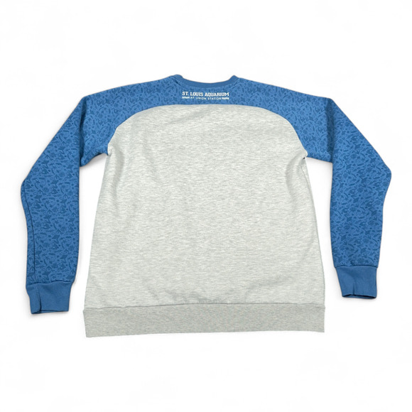 St Louis Aquarium Sweater Adult MEDIUM Gray Blue Sweatshirt Otter Union Station - Picture 3 of 8